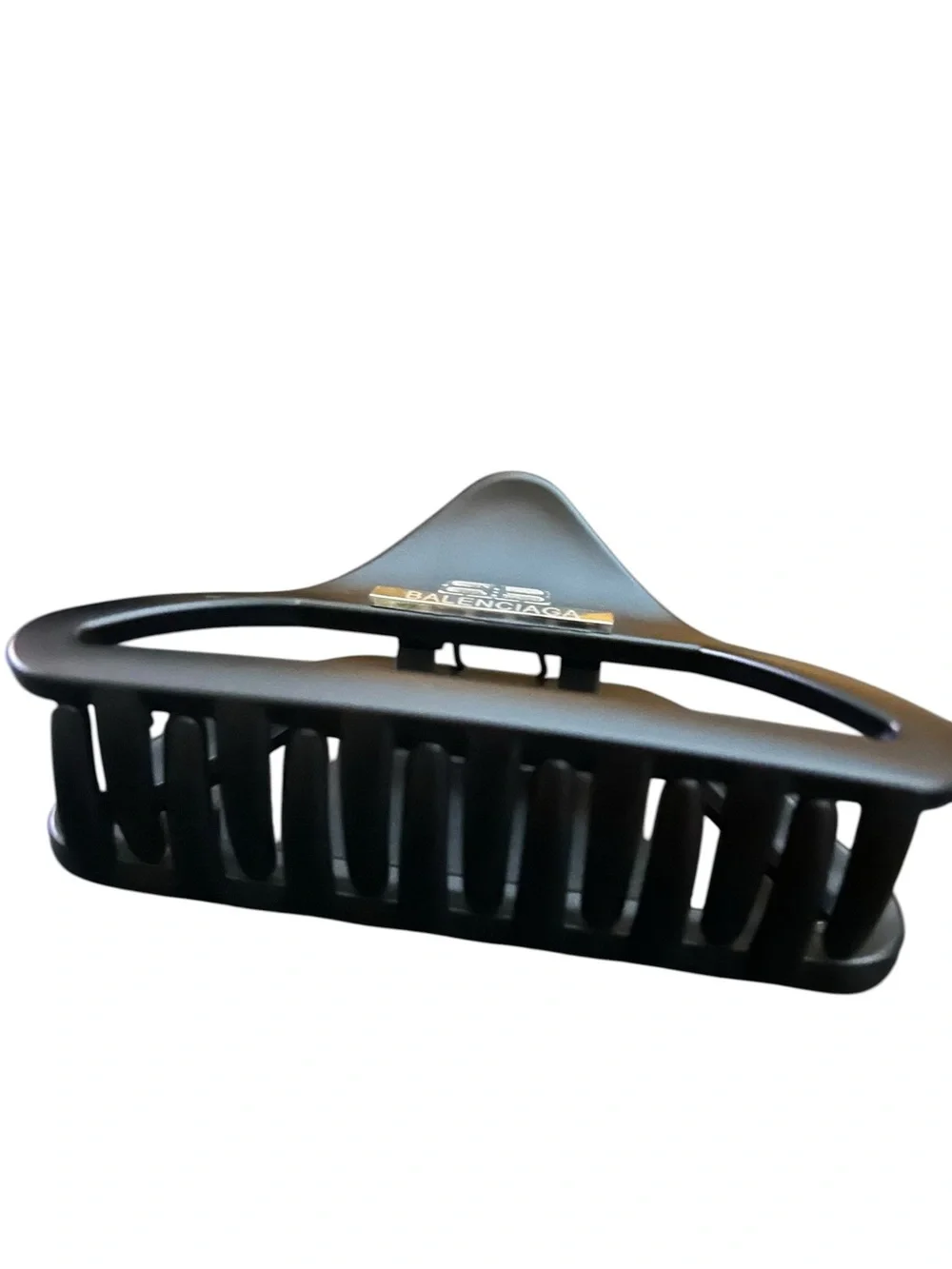 Black Triangle Hair Claw Clip - Designer Logo Detail